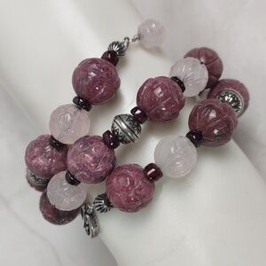 Carolyn Pollack Carved Rhodonite Coil Bracelet